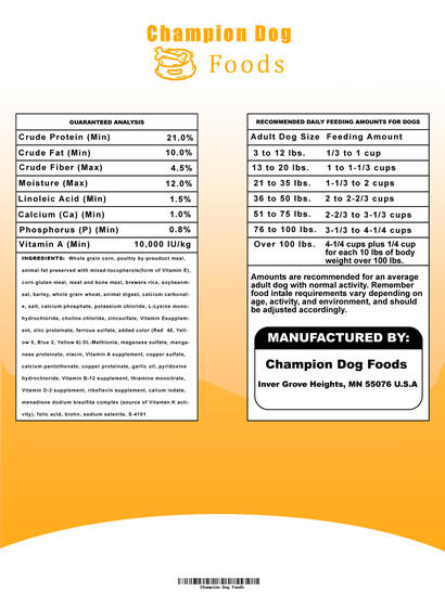 Champion Dog Foods Bag (Back) Business Professionals of America (BPA)